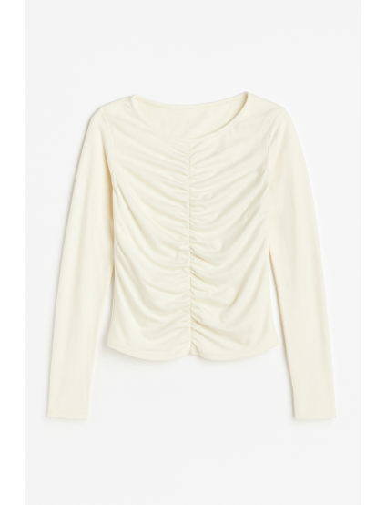 Картинка Лонгслів із декоративними збірками білий